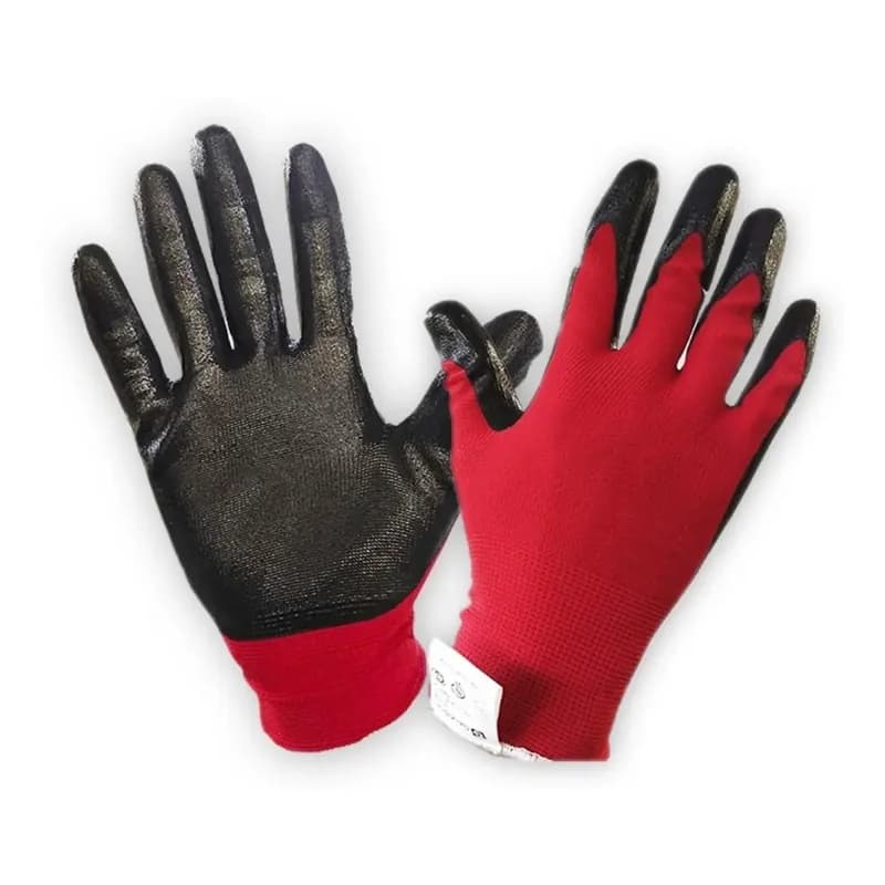 GAMISOL Guante Gamisol N1002 Poliéster con Baño de Nitrilo Rojo Talle 9-10 · Cód. 0019/1002