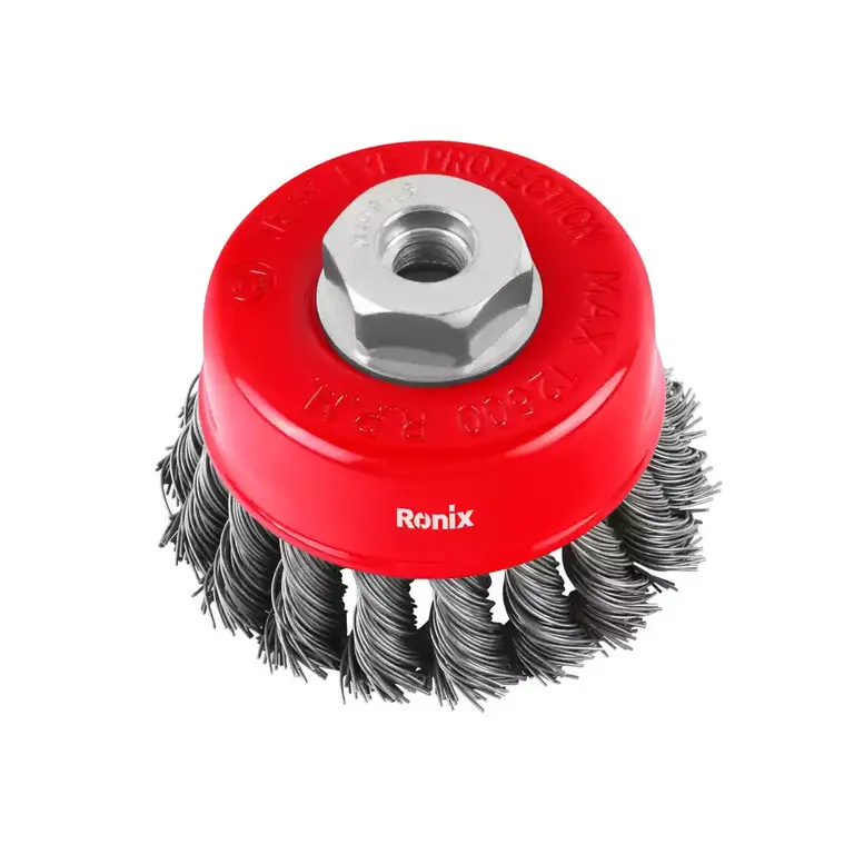 RONIX - Herr. Manuales Cepillo Copa Trenzado Ronix RH-9943 100mm M14 · Cód. 00CTA100