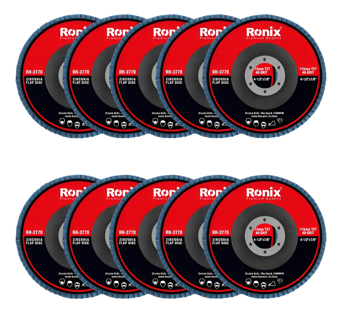 RONIX - Herr. Manuales DISCO FLAP DE ZIRCONIO DE 115MM GR60 RONIX RH-3771T · Cód. 00DF115X060