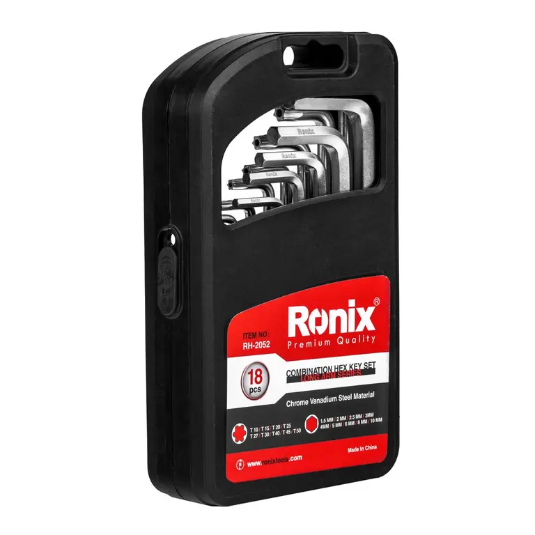 RONIX - Herr. Manuales SET DE LLAVES LARGAS ALLEN Y TORX DE 18 PIEZAS CR-V RONIX RH-2052 · Cód. 00SAT018
