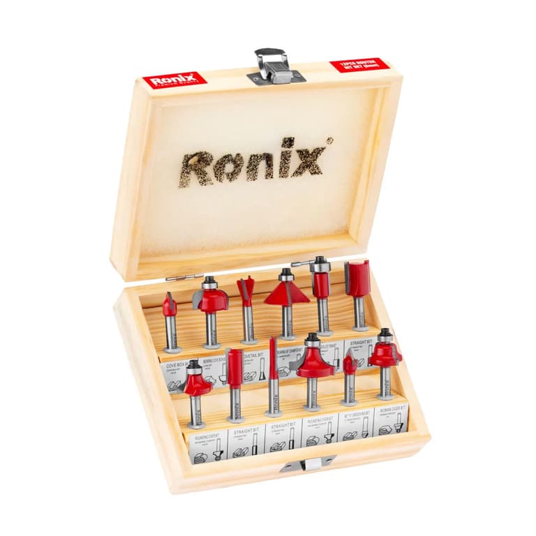 RONIX - Herr. Manuales SET DE FRESAS P/ ROUTER DE 1/4" X 12 PZ RONIX RH-5341 · Cód. 00SFR012