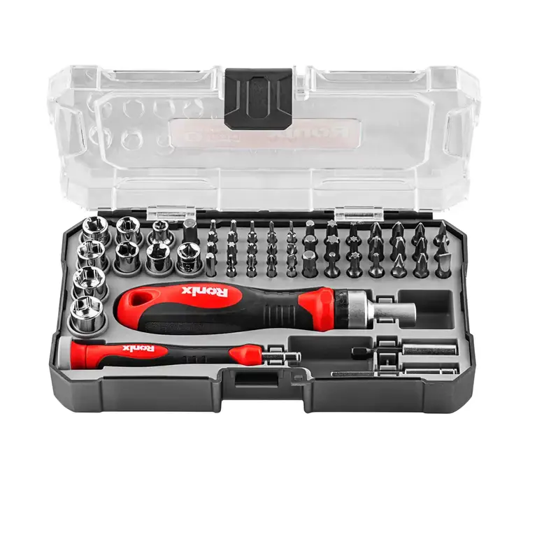 RONIX - Herr. Manuales SET DE TUBOS DE 1/4" Y PUNTAS DE 56 PZ CR-V RONIX RH-2717 · Cód. 00STP056