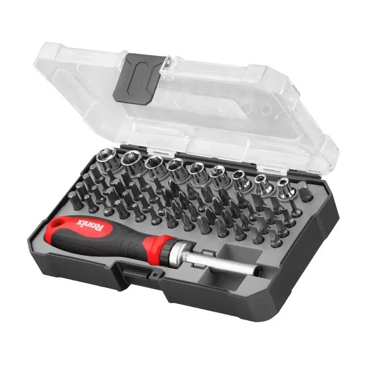 RONIX - Herr. Manuales SET DE TUBOS DE 1/4" Y PUNTAS DE 64 PZ CR-V RONIX RH-2716 · Cód. 00STP064